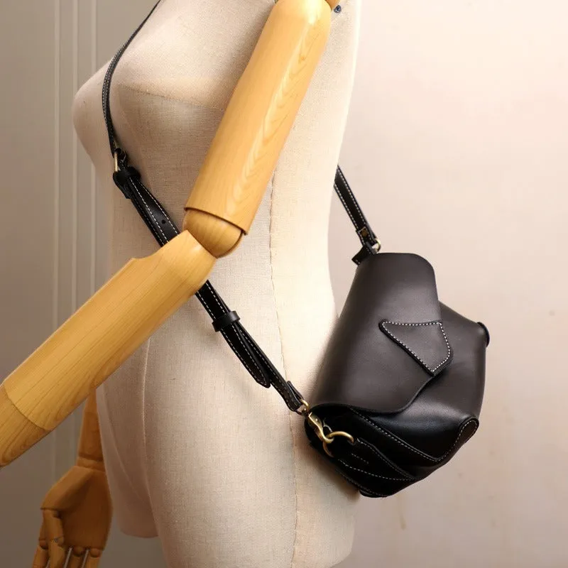 Cute Black LEATHER WOMEN Small SHOULDER BAG Handmade Small Crossbody Purse FOR WOMEN