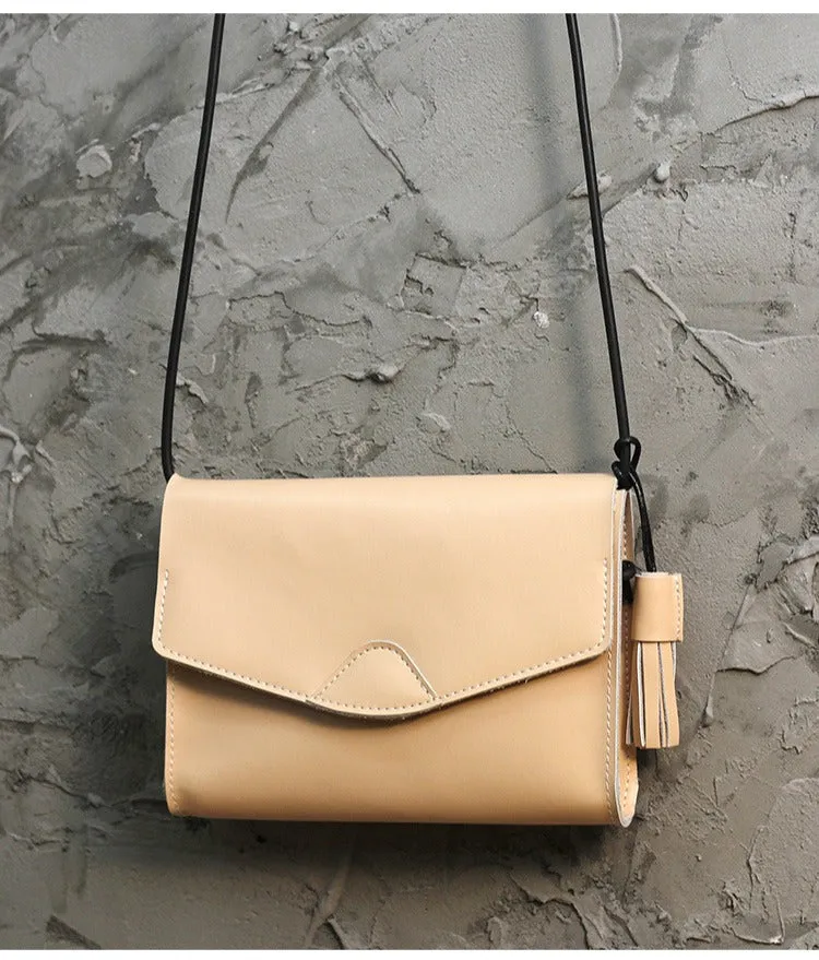 Cute Brown LEATHER Flip Side Bag Handmade WOMEN Envelope Crossbody BAG Purse FOR WOMEN