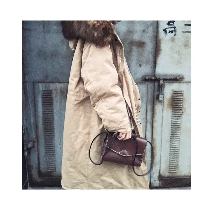 Cute Brown LEATHER Flip Side Bag Handmade WOMEN Envelope Crossbody BAG Purse FOR WOMEN