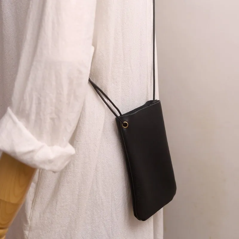 Cute Brown LEATHER Side Bag Pouch Phone WOMEN SHOULDER BAG Slim Phone Crossbody Pouch FOR WOMEN