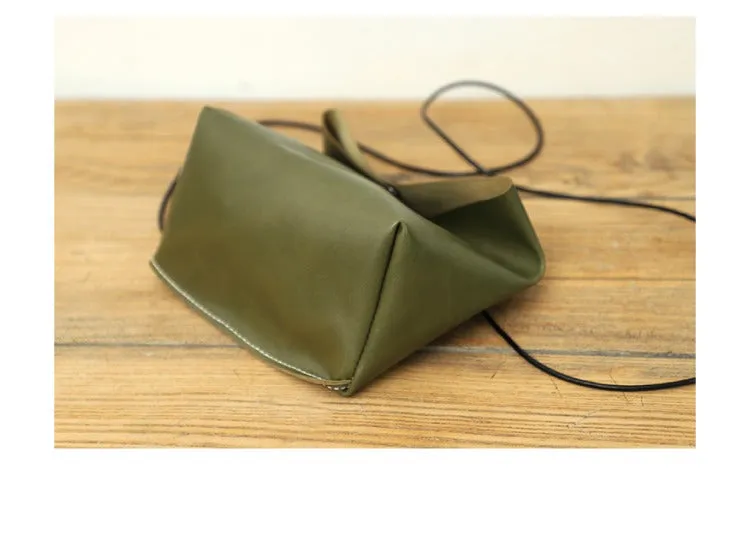 Cute LEATHER Mini Side Bag Green Handmade WOMEN Crossbody BAG Phone Purse FOR WOMEN