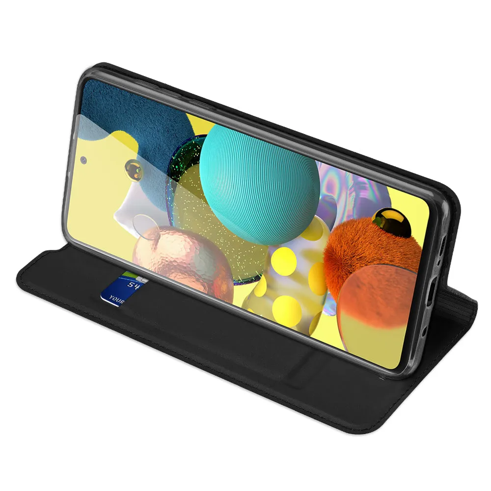 DUX DUCIS for Samsung A21s/A51 5G Magnetic Protective Case Bracket with Card Slot Leather Mobile Phone Cover black