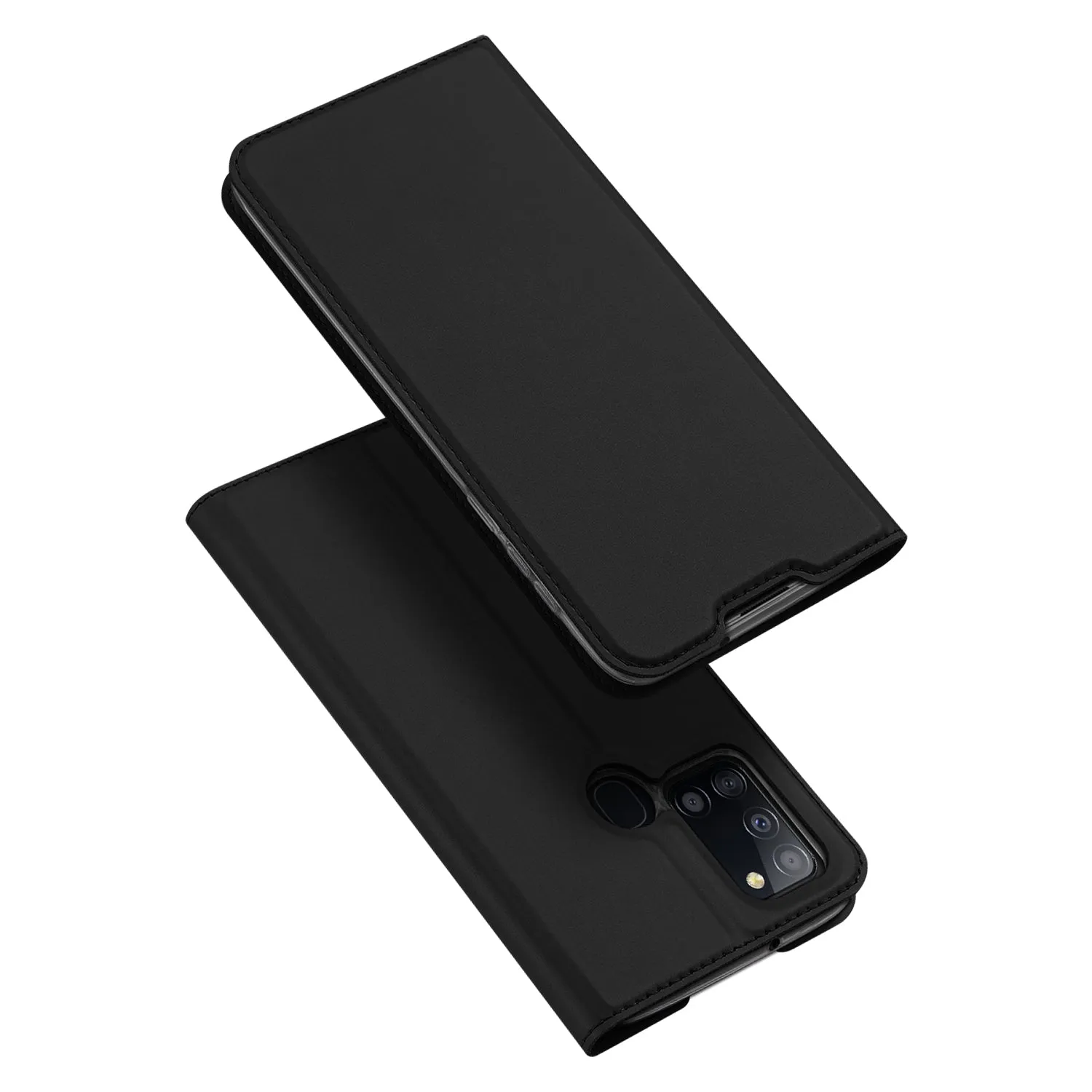 DUX DUCIS for Samsung A21s/A51 5G Magnetic Protective Case Bracket with Card Slot Leather Mobile Phone Cover black