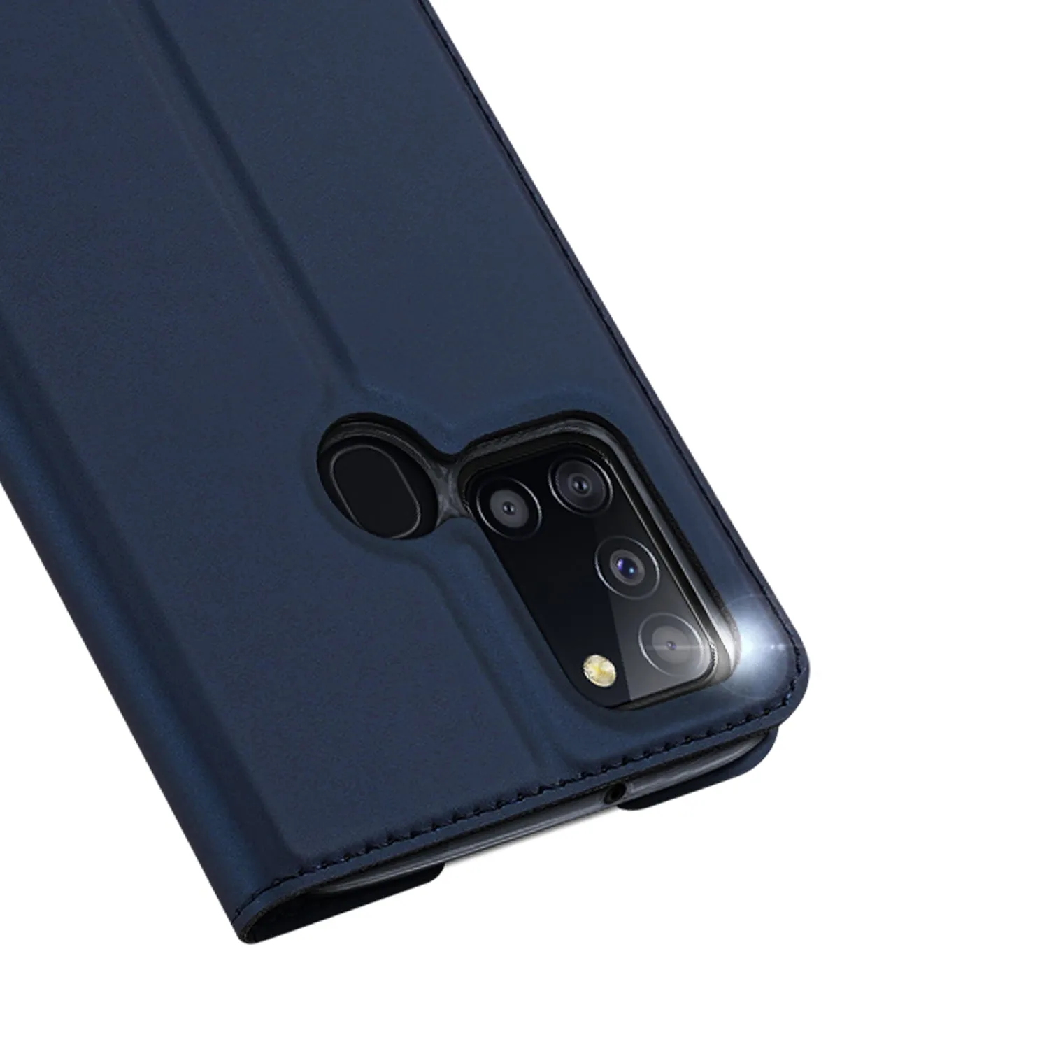 DUX DUCIS for Samsung A21s/A51 5G Magnetic Protective Case Bracket with Card Slot Leather Mobile Phone Cover blue