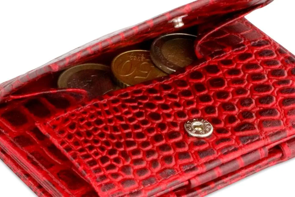 Garzini RFID Leather Magic Coin Wallet Card Sleeve Croco
