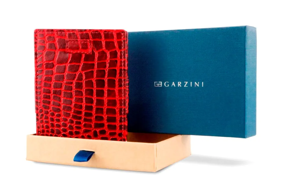 Garzini RFID Leather Magic Coin Wallet Card Sleeve Croco