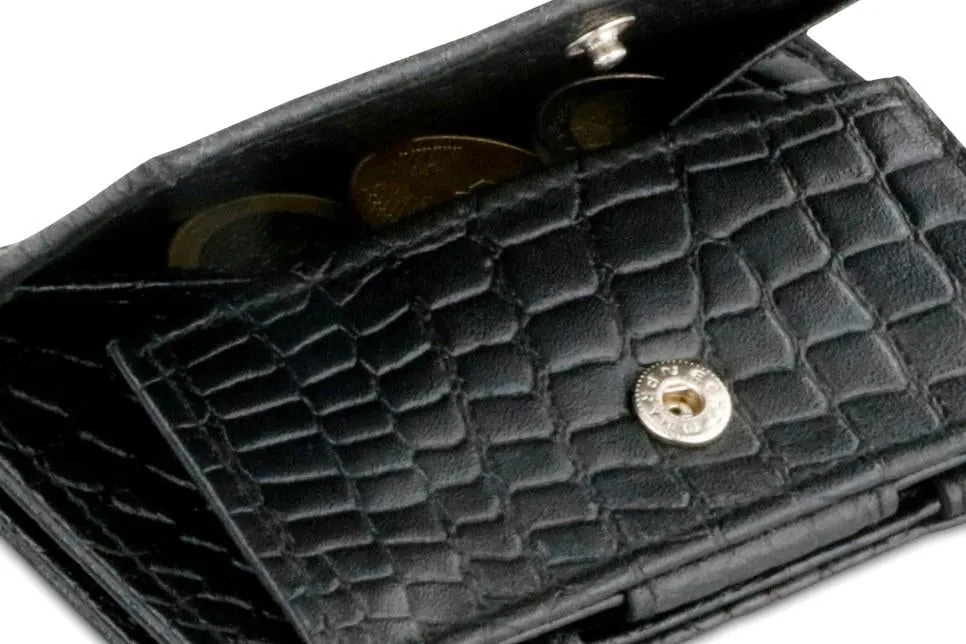 Garzini RFID Leather Magic Coin Wallet Card Sleeve Croco