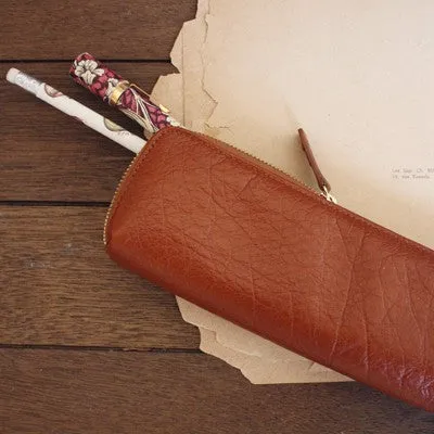 Leather Pencil Case - Brown
