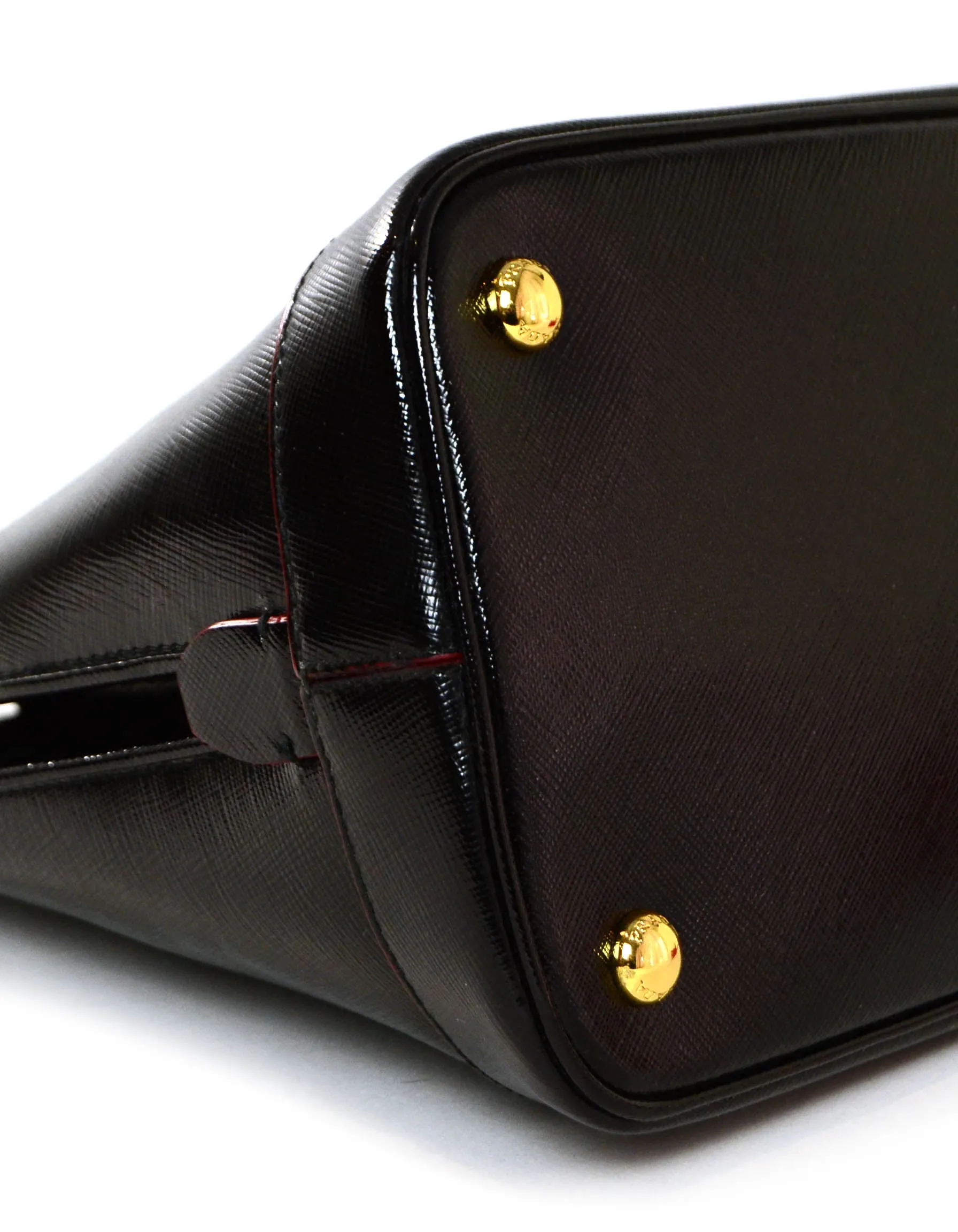 Prada Black/Red Saffiano Vernice Leather Promendade Bag 1BA567