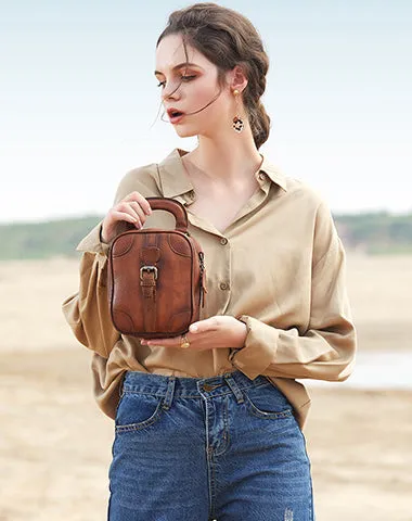 Purple Leather Womens Small Vertical Shoulder Bag Small Handmade Crossbody Handbag Purse for Ladies