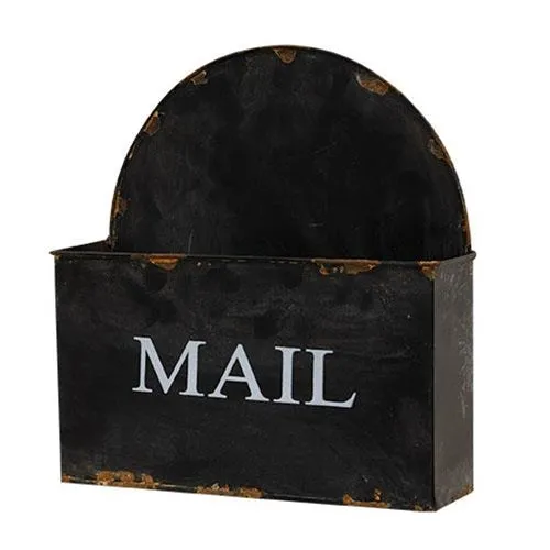 Rustic distressed black mail wall pocket