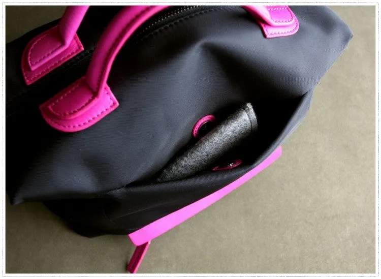 Small Womens Black Nylon Leather Crossbody Handbag Purse Cube Black Nylon Shoulder Bag Purse for Ladies