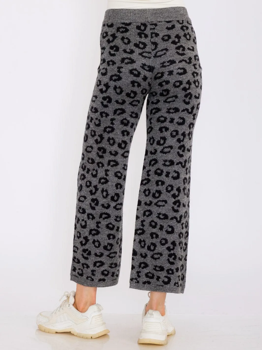 WOMEN'S ELASTIC WAIST FRONT POCKETS WIDE LEG ANIMAL PRINT PANTS