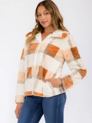 WOMEN'S LONG SLEEVE POCKETS BUTTON UP COLORBLOCK JACKET