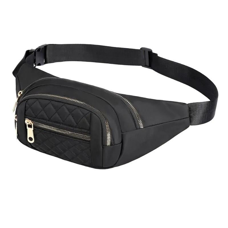 Zenana Pink Quilted Multi Pocket Waist Belt Bag U-239